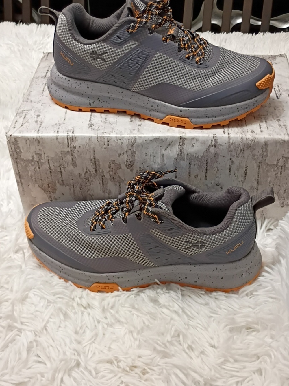 KURU Atom Women's Hiking Shoes in Gray & Orange Highlights Plantar Fascitis 7M